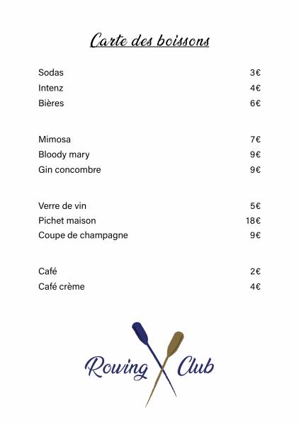 Carte des boissons brunch